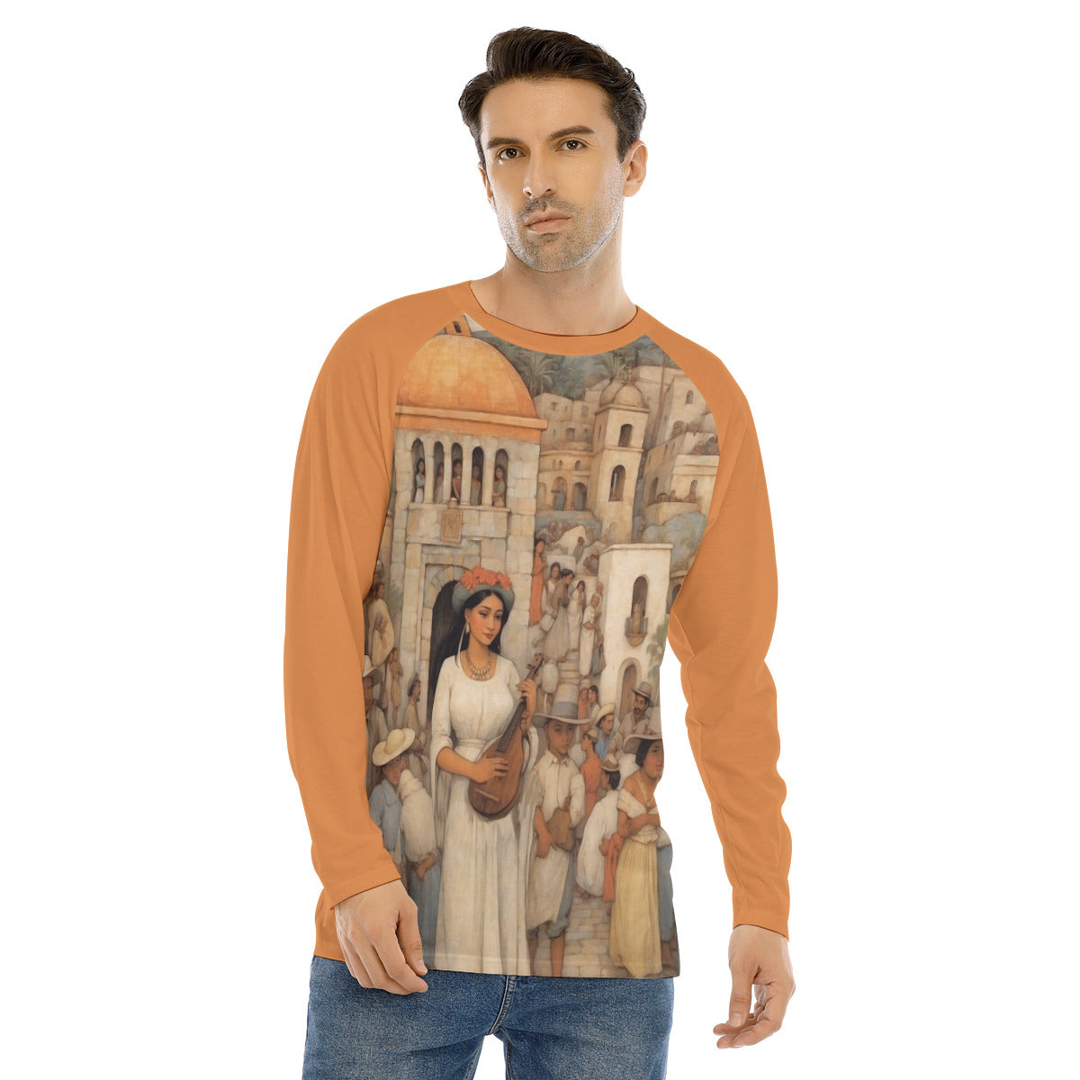 Ajijic 104 -- Men's Long Sleeve T-shirt With Raglan Sleeve