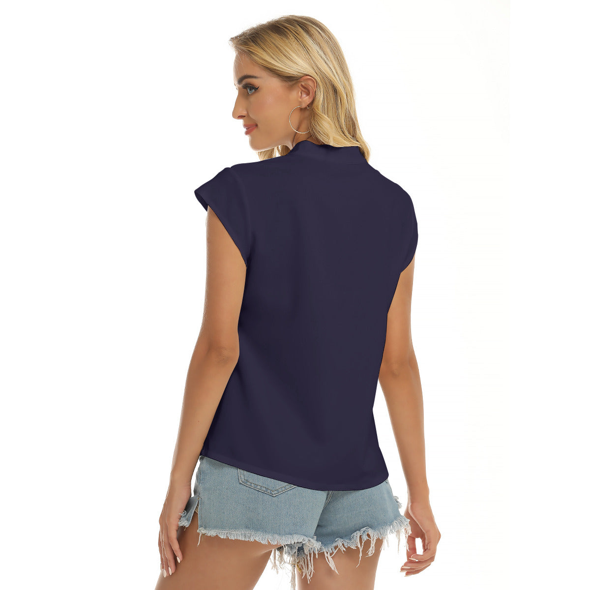 Violets -- Women's Stacked V-neck Short Sleeve Blouse