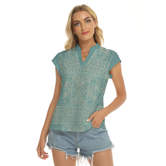 Bond -- Women's Stacked V-neck Short Sleeve Blouse