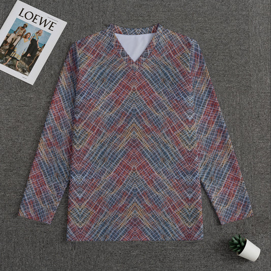 Stone Tartan -- Men's V-neck Sweatshirt With Long Sleeve