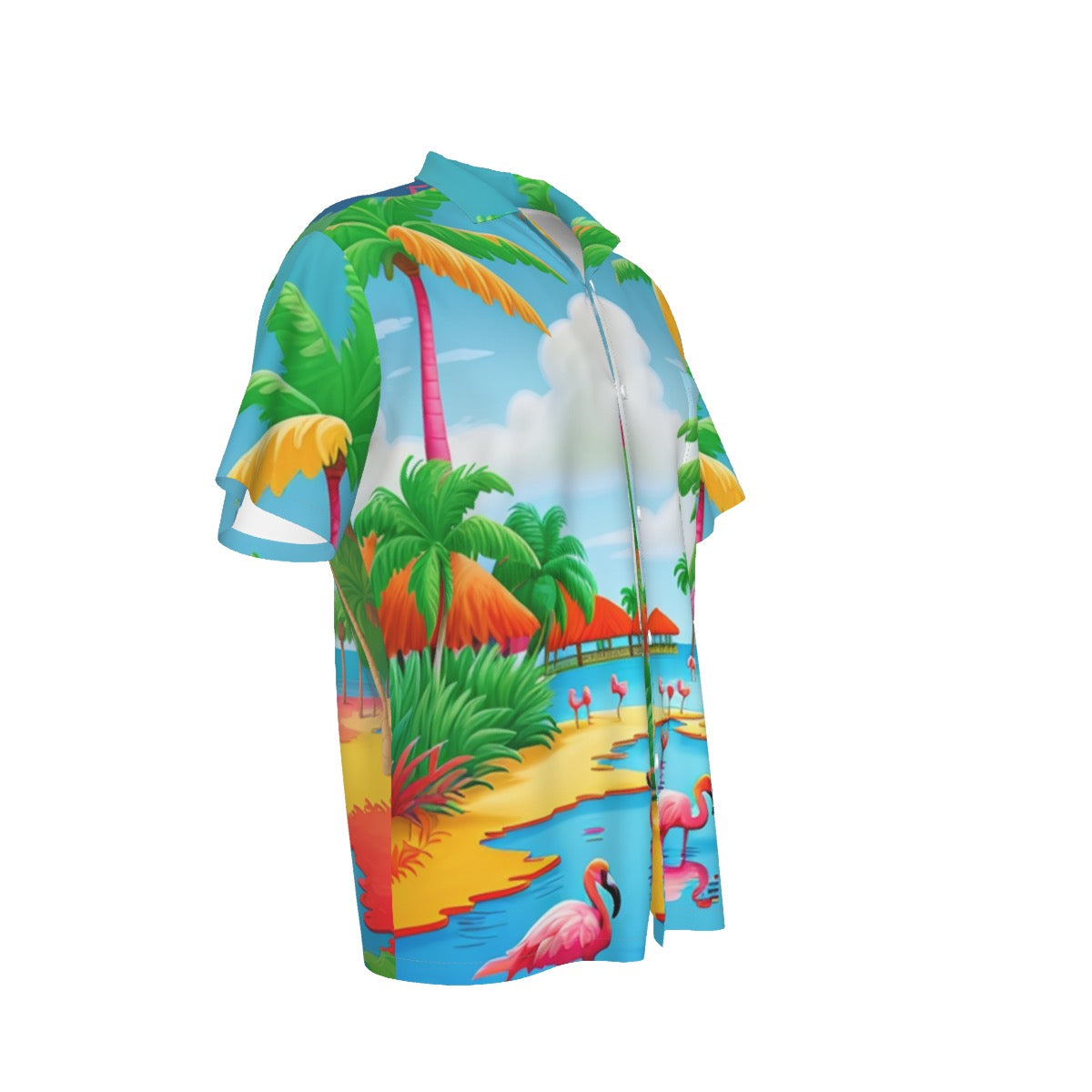 Flamingos -- Men's Hawaiian Shirt With Pocket