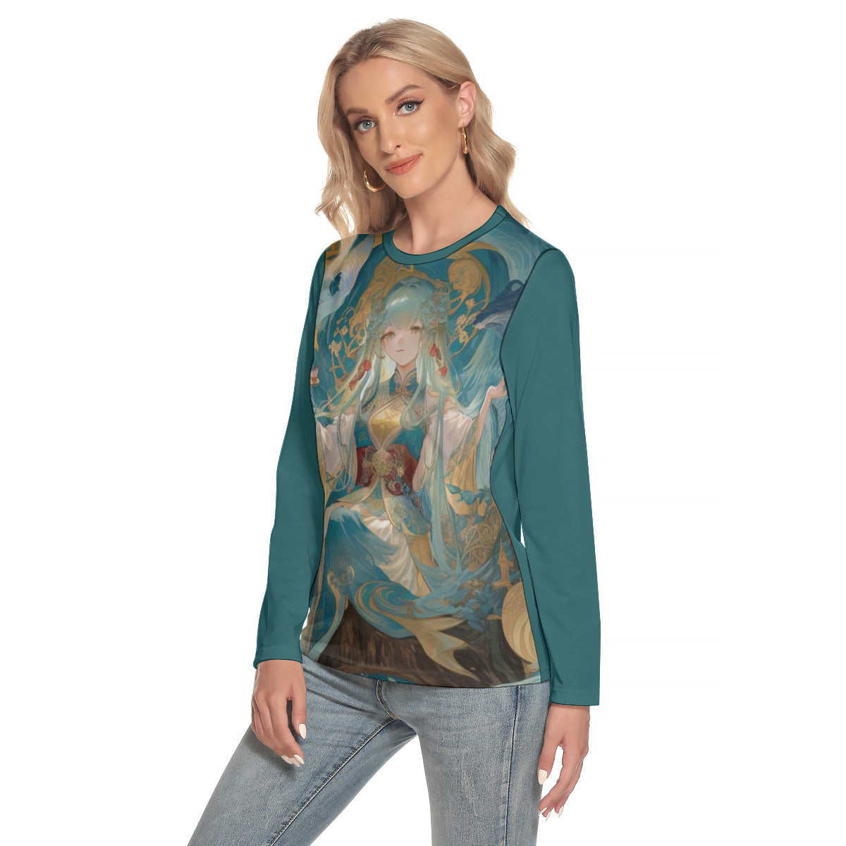 Aqua -- Women's O-neck Long Sleeve T-shirt