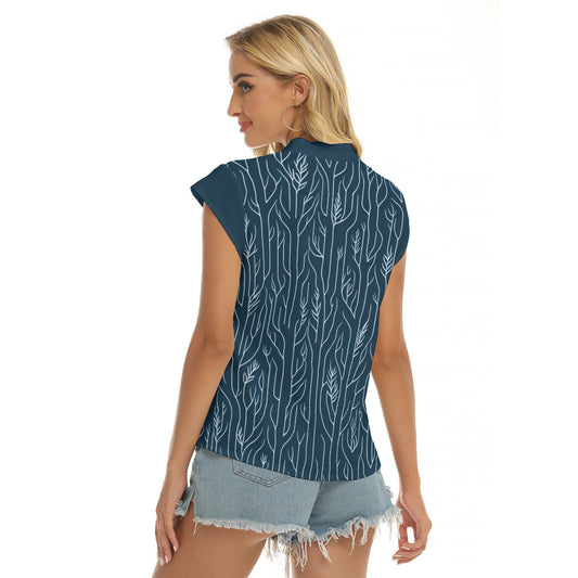 Forest -- Women's Stacked V-neck Short Sleeve Blouse