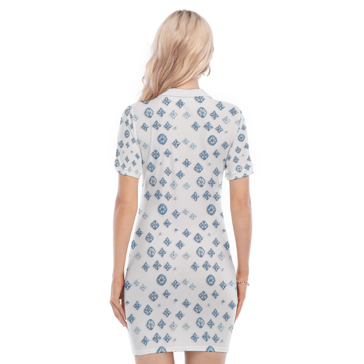 Blue on White -- Women's Polo Collar Dress