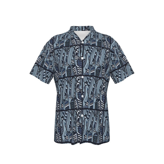 Blue on Blue -- Men's Hawaiian Shirt With Pocket