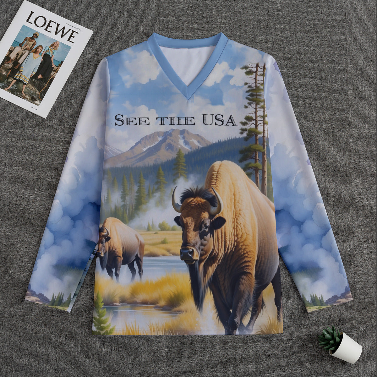 Yellowstone -- Men's V-neck Sweatshirt With Long Sleeve