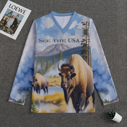Yellowstone -- Men's V-neck Sweatshirt With Long Sleeve