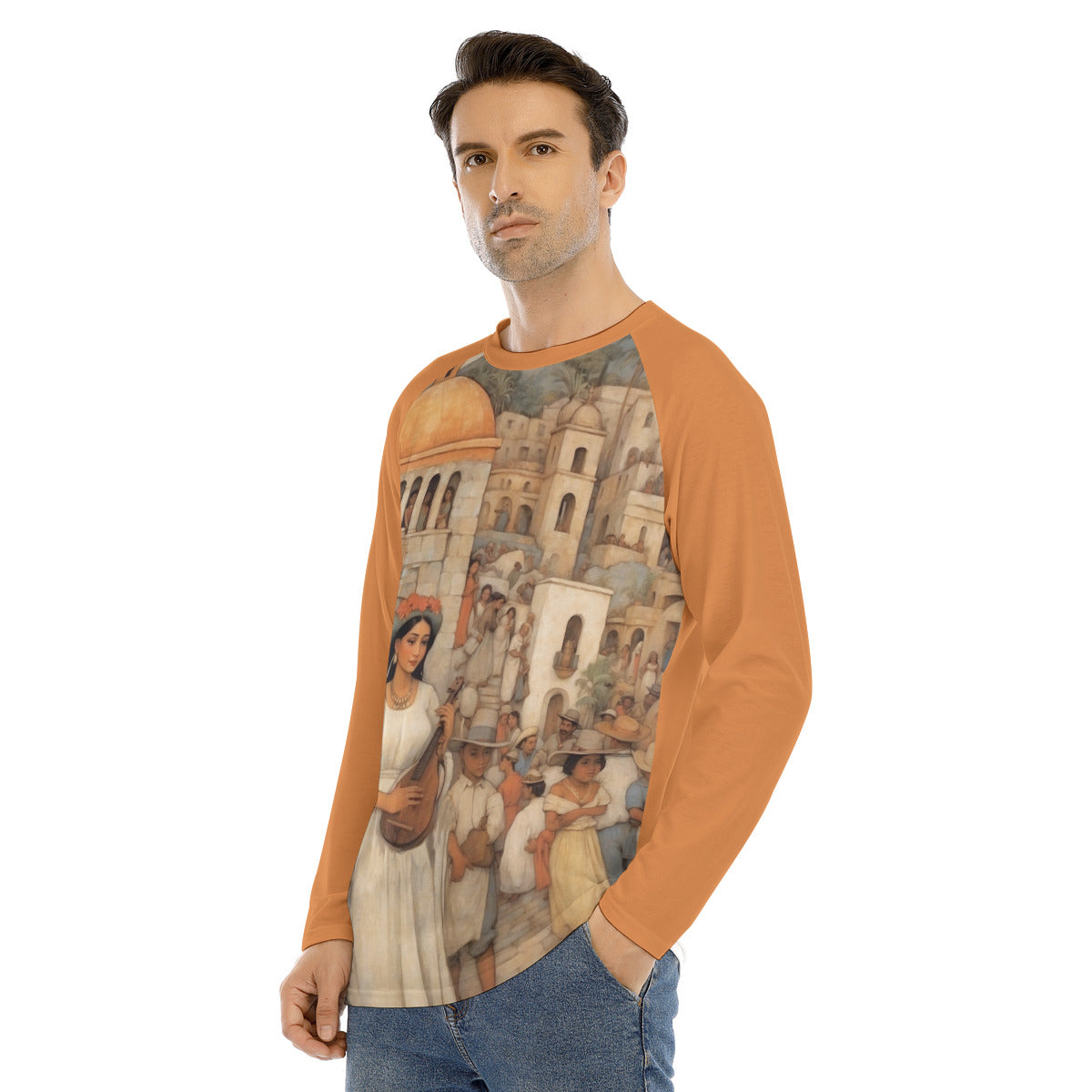 Ajijic 104 -- Men's Long Sleeve T-shirt With Raglan Sleeve