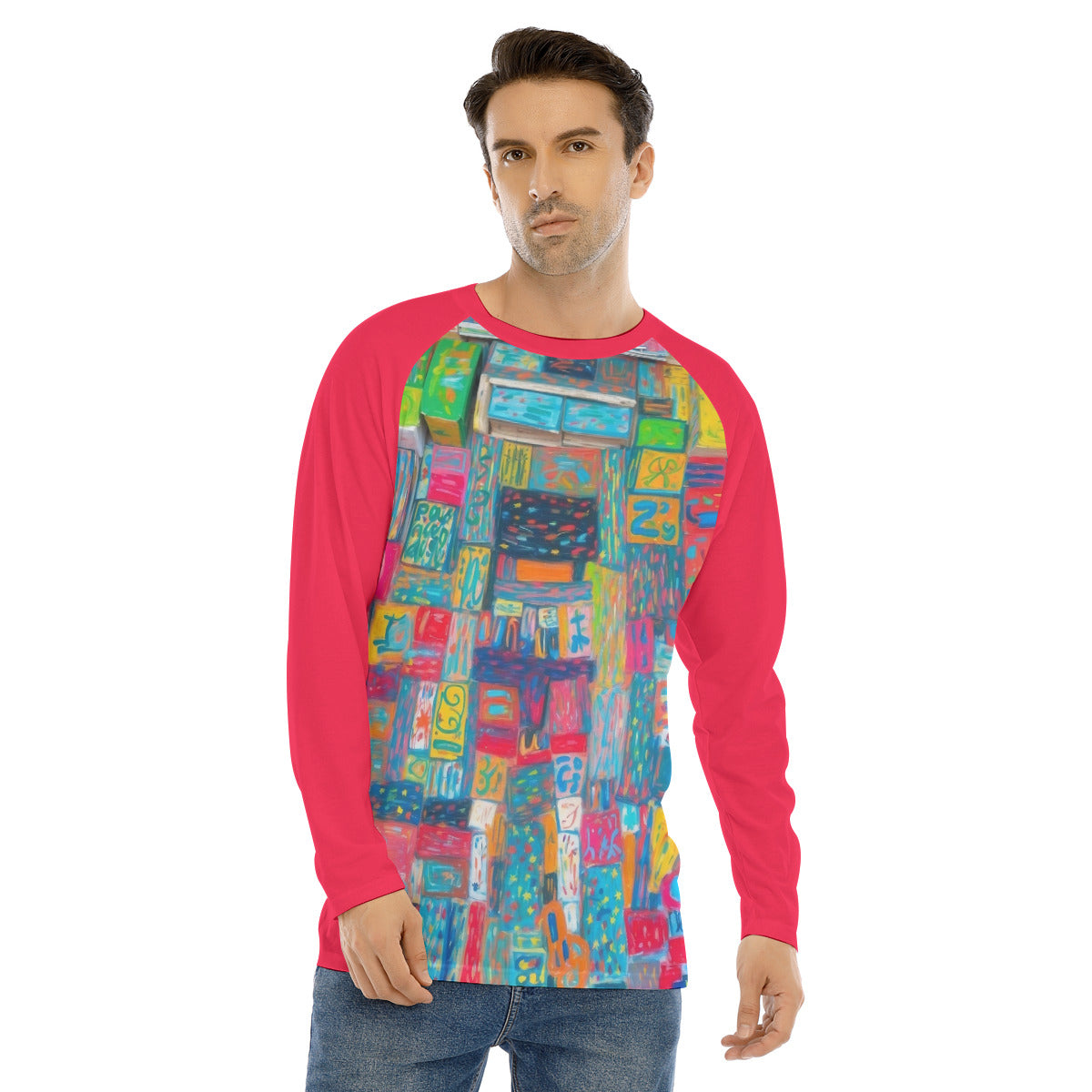 Ikat 101 -- Men's Long Sleeve T-shirt With Raglan Sleeve