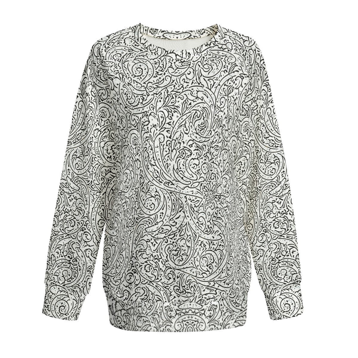 B&W Paisley -- Women's Sweatshirt With Raglan Sleeve | Interlock