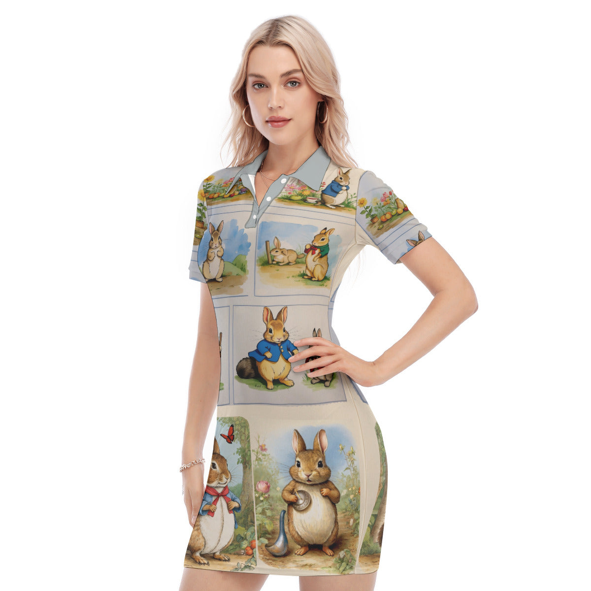 Rabbits -- Women's Polo Collar Dress