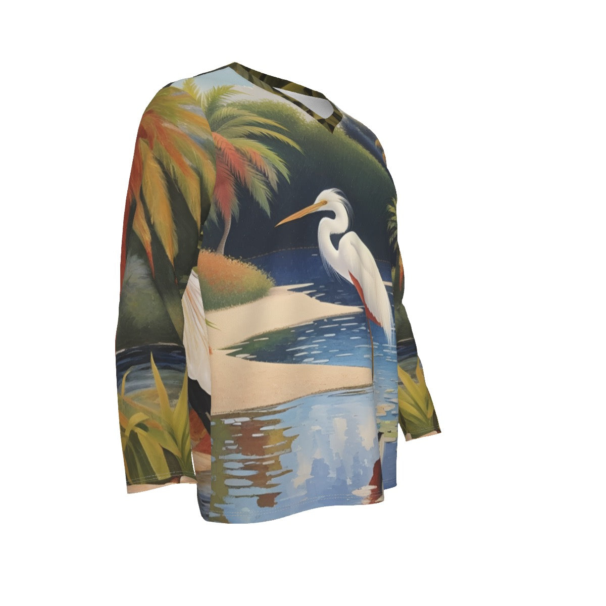 Egret -- Men's V-neck Sweatshirt With Long Sleeve