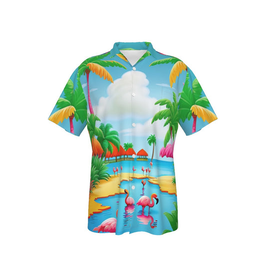 Flamingos -- Men's Hawaiian Shirt With Pocket