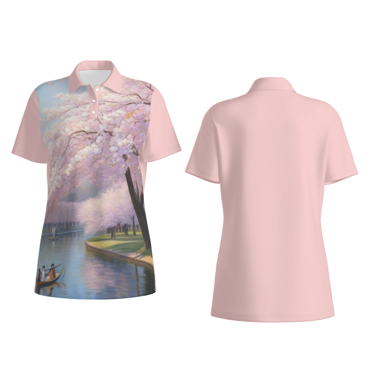 Cherry Blossoms -- Women's Polo Collar Jersey