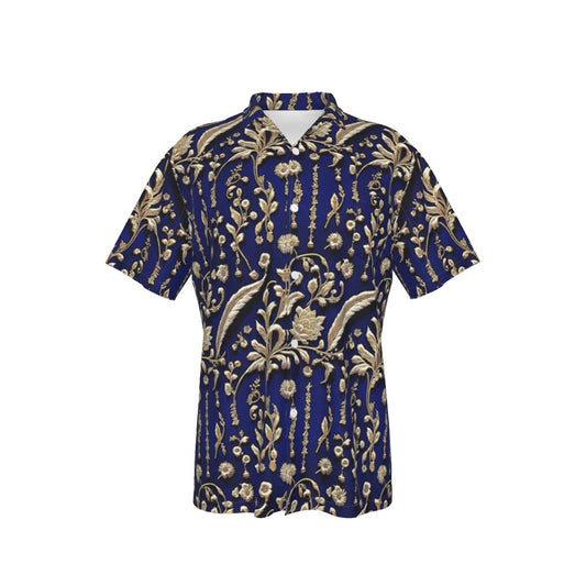Gold Embroidery -- Men's Hawaiian Shirt With Pocket