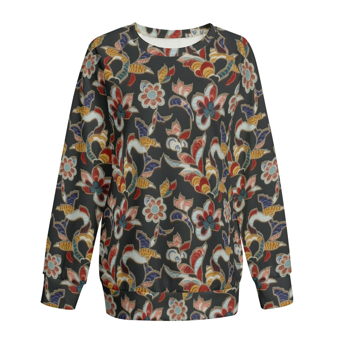 Embroidery Print Women's Sweatshirt With Raglan Sleeve | Interlock