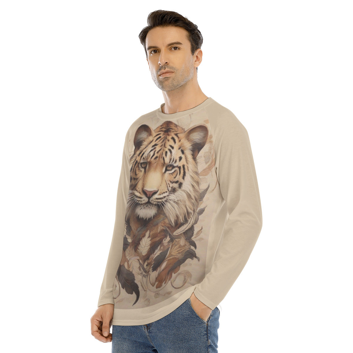 Tiger 104 -- Men's Long Sleeve T-shirt With Raglan Sleeve