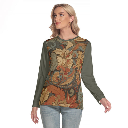 Fantasy Paisley 103 -- Women's O-neck Long Sleeve T-shirt