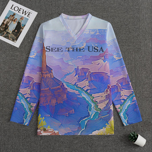 Grand Canyon -- Men's V-neck Sweatshirt With Long Sleeve