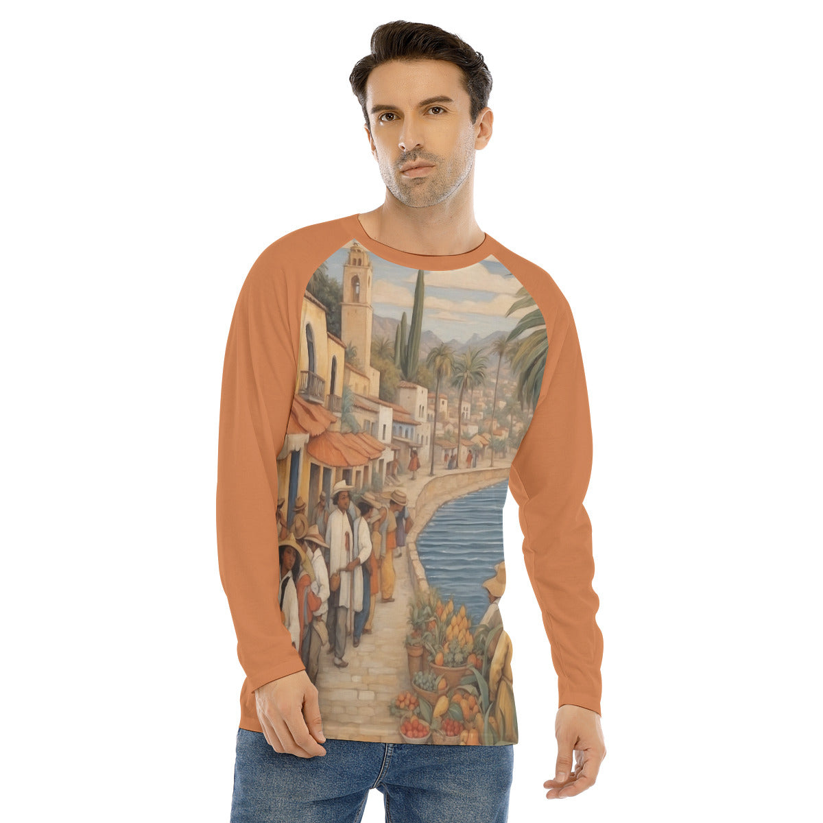 Ajijic 101 -- Men's Long Sleeve T-shirt With Raglan Sleeve