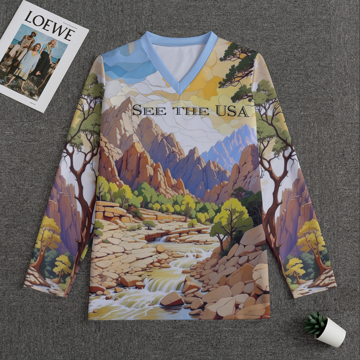 Zion Nat'l Park -- Men's V-neck Sweatshirt With Long Sleeve