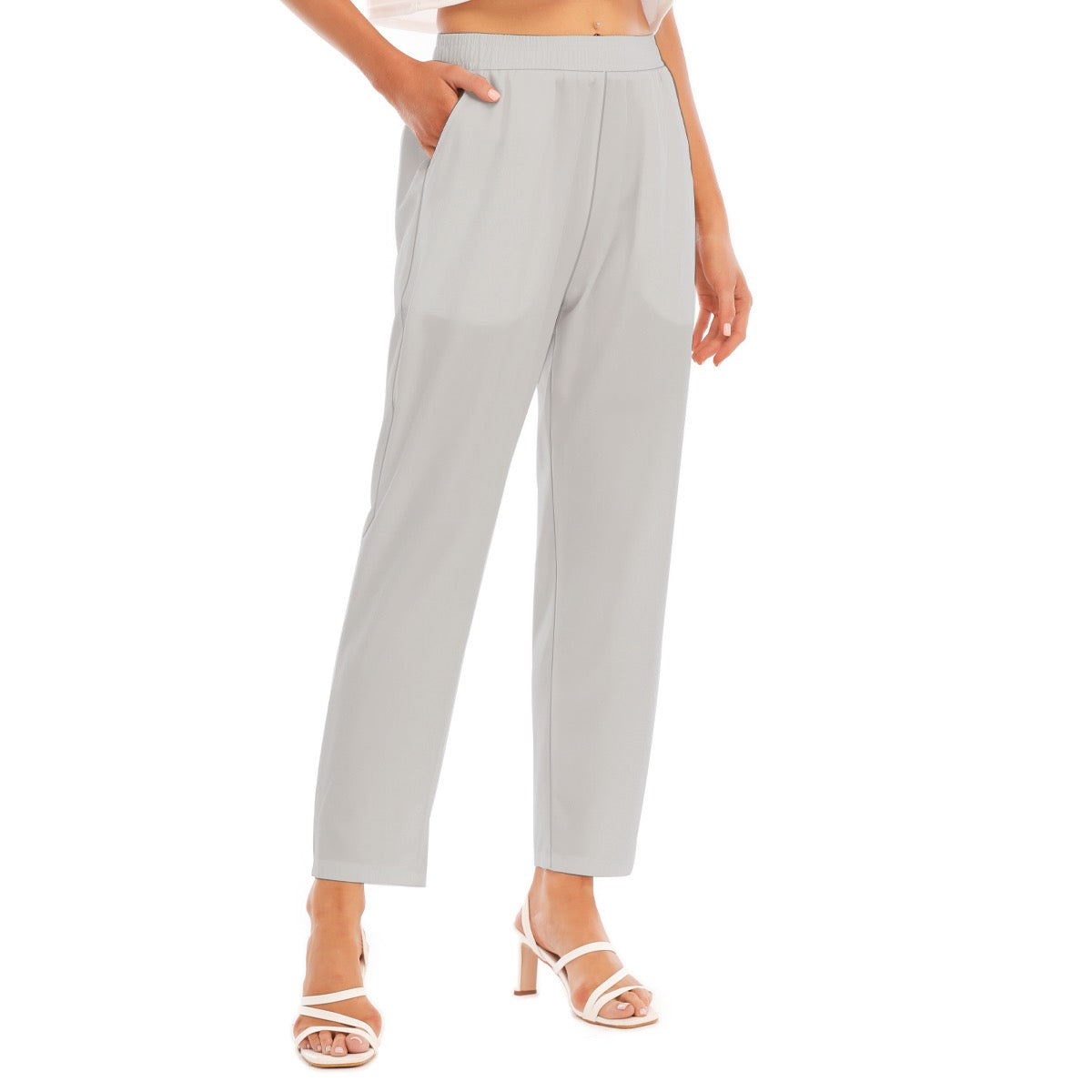 Light-Grey -- Women's Loose Straight-leg Pants