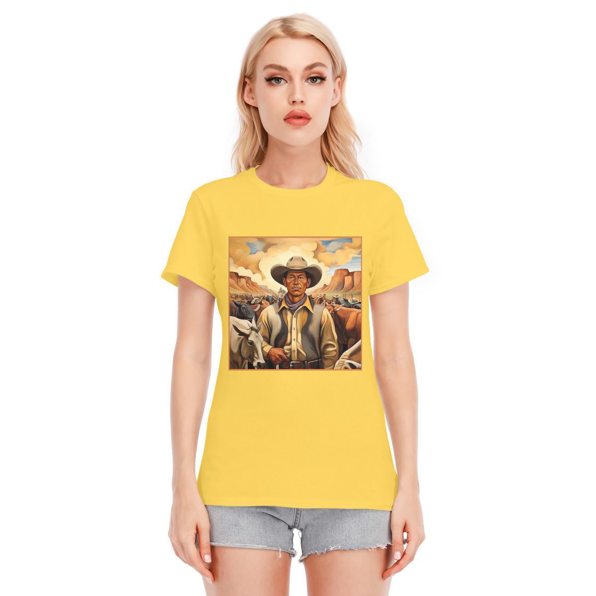 Cowboy Portrait 101 -- Unisex O-neck Short Sleeve T-shirt