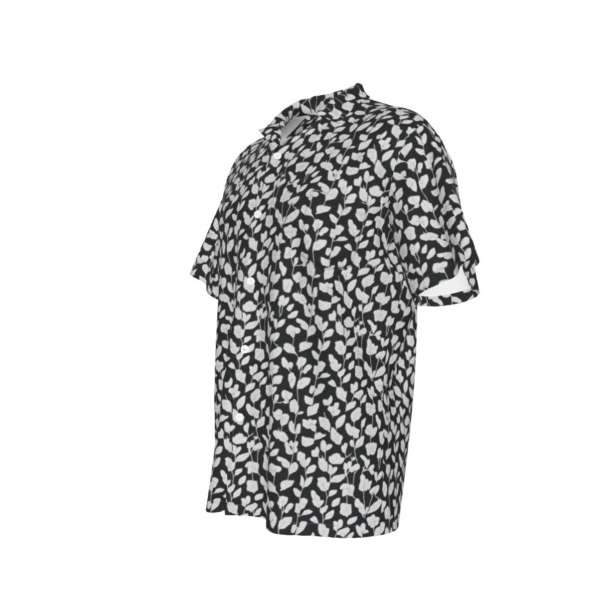 B&W Leaves -- Men's Hawaiian Shirt With Pocket