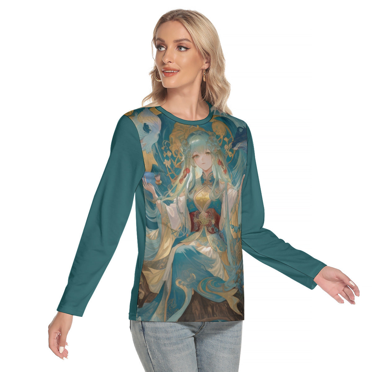 Aqua -- Women's O-neck Long Sleeve T-shirt