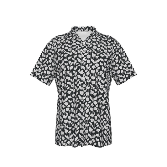 B&W Leaves -- Men's Hawaiian Shirt With Pocket
