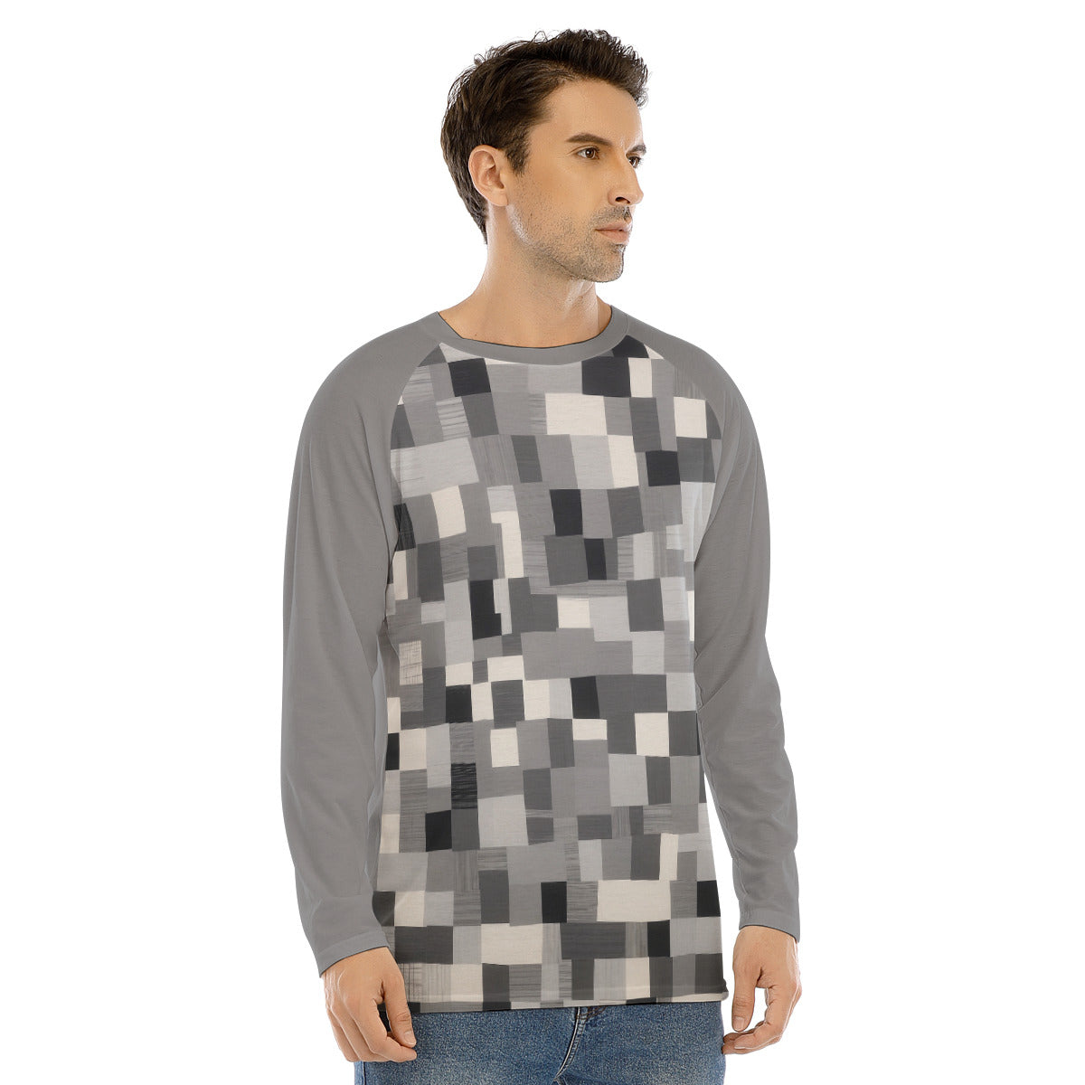 Gingham 101 -- Men's Long Sleeve T-shirt With Raglan Sleeve