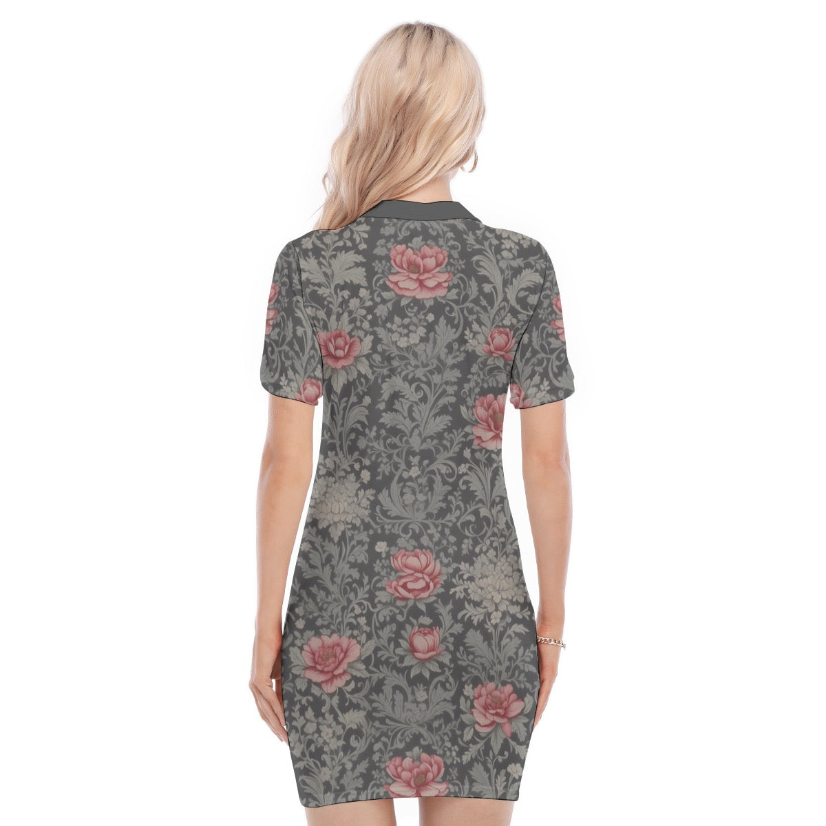 Red Rose -- Women's Polo Collar Dress