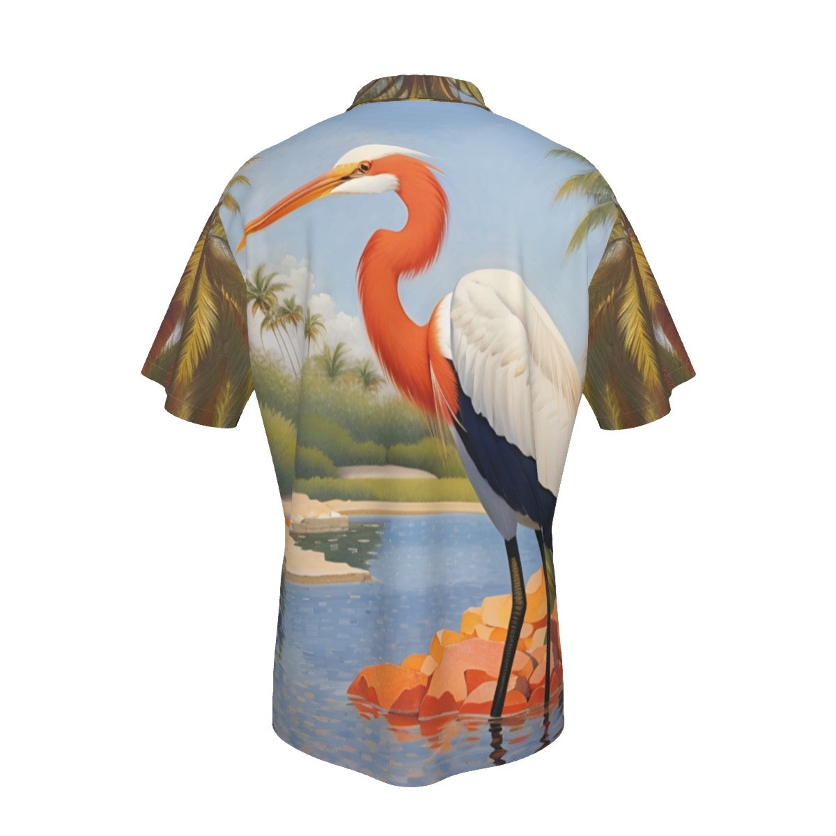 Tricolor Egret -- Men's Hawaiian Shirt With Pocket