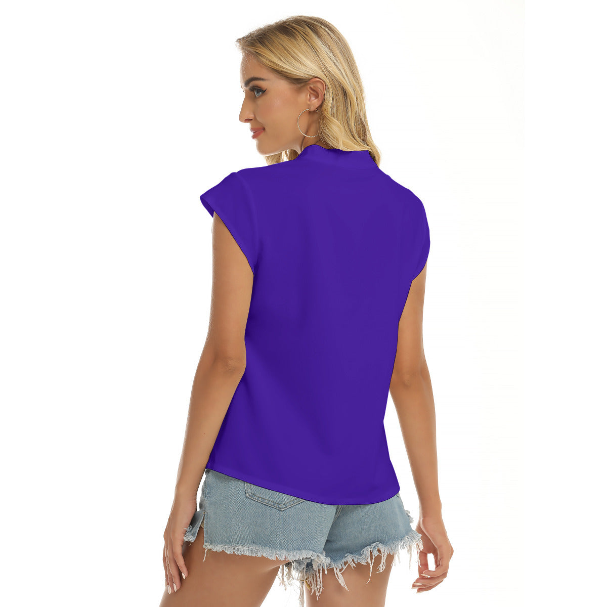 Violet Crest -- Women's Stacked V-neck Short Sleeve Blouse