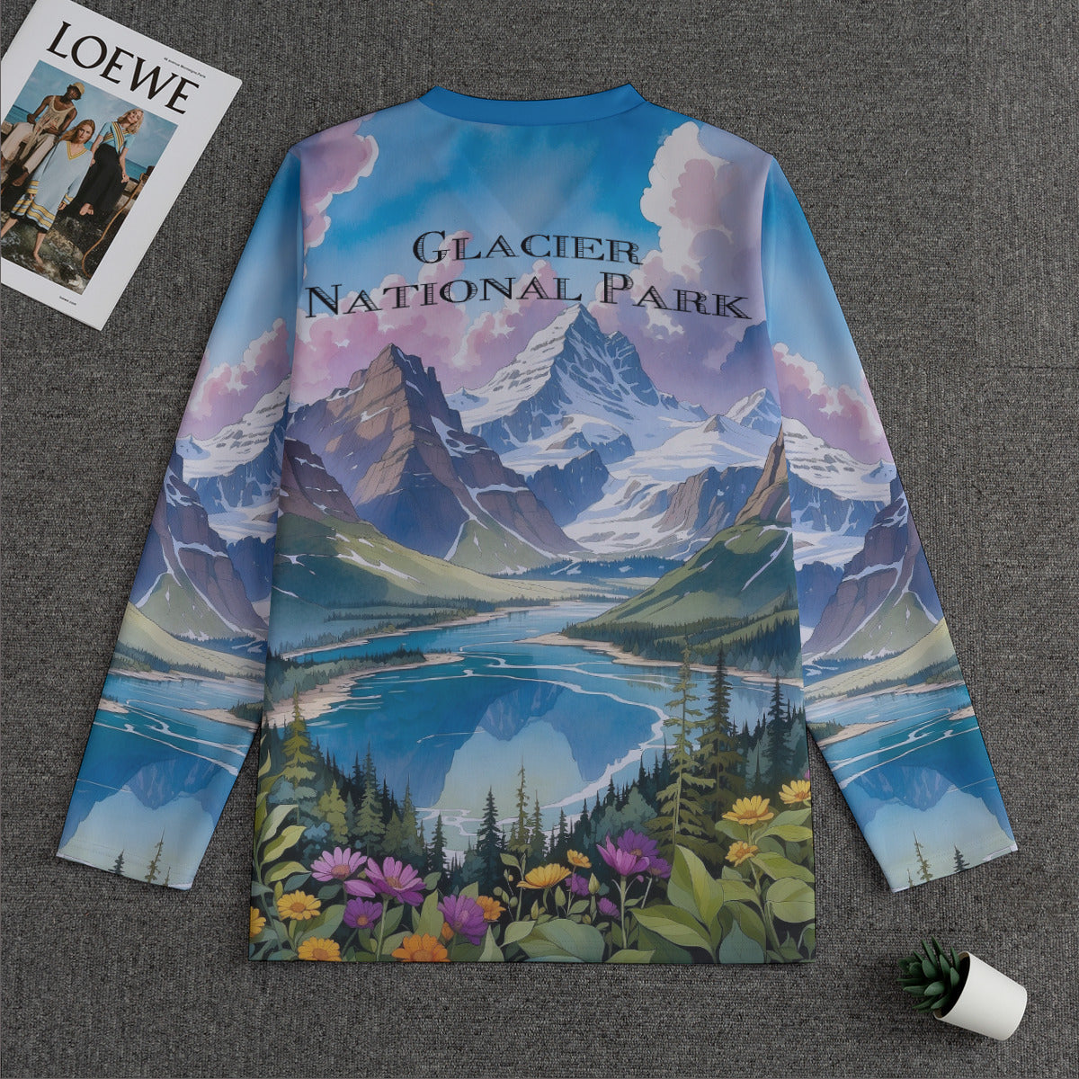 Glacier Nat'l Park -- Men's V-neck Sweatshirt With Long Sleeve