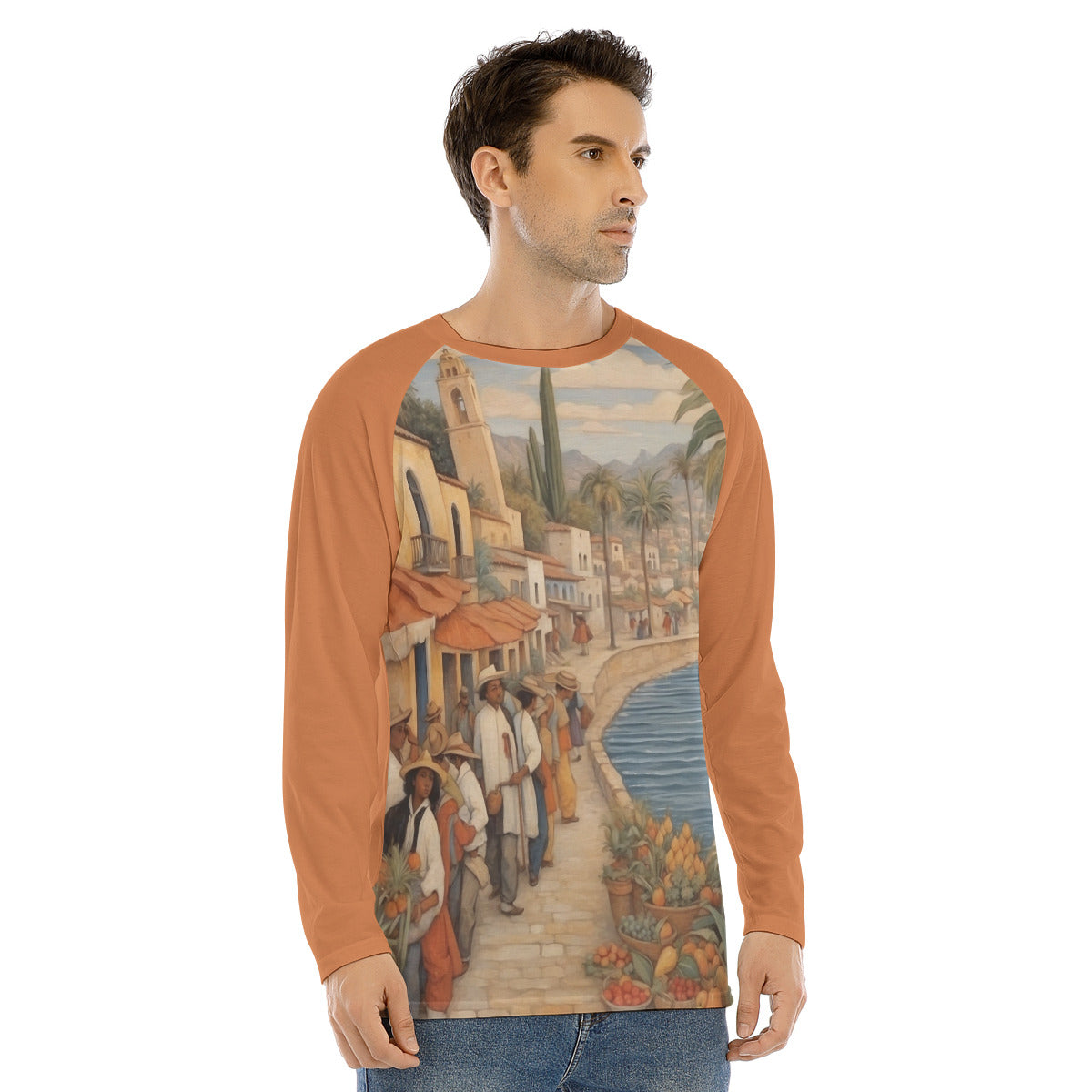 Ajijic 101 -- Men's Long Sleeve T-shirt With Raglan Sleeve