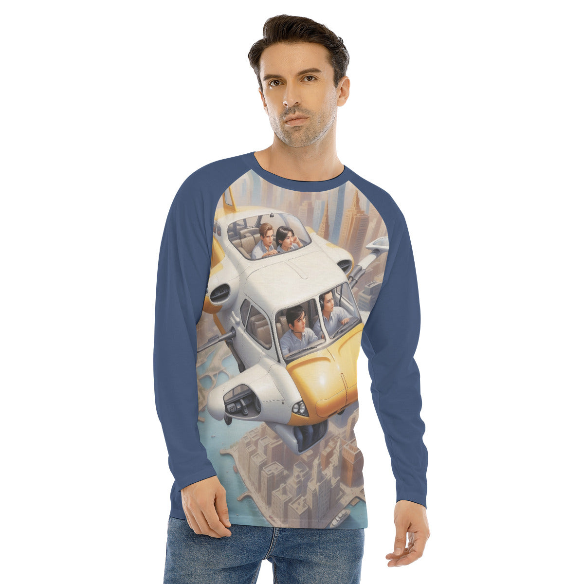 Flying Car 102a -- Men's Long Sleeve T-shirt With Raglan Sleeve