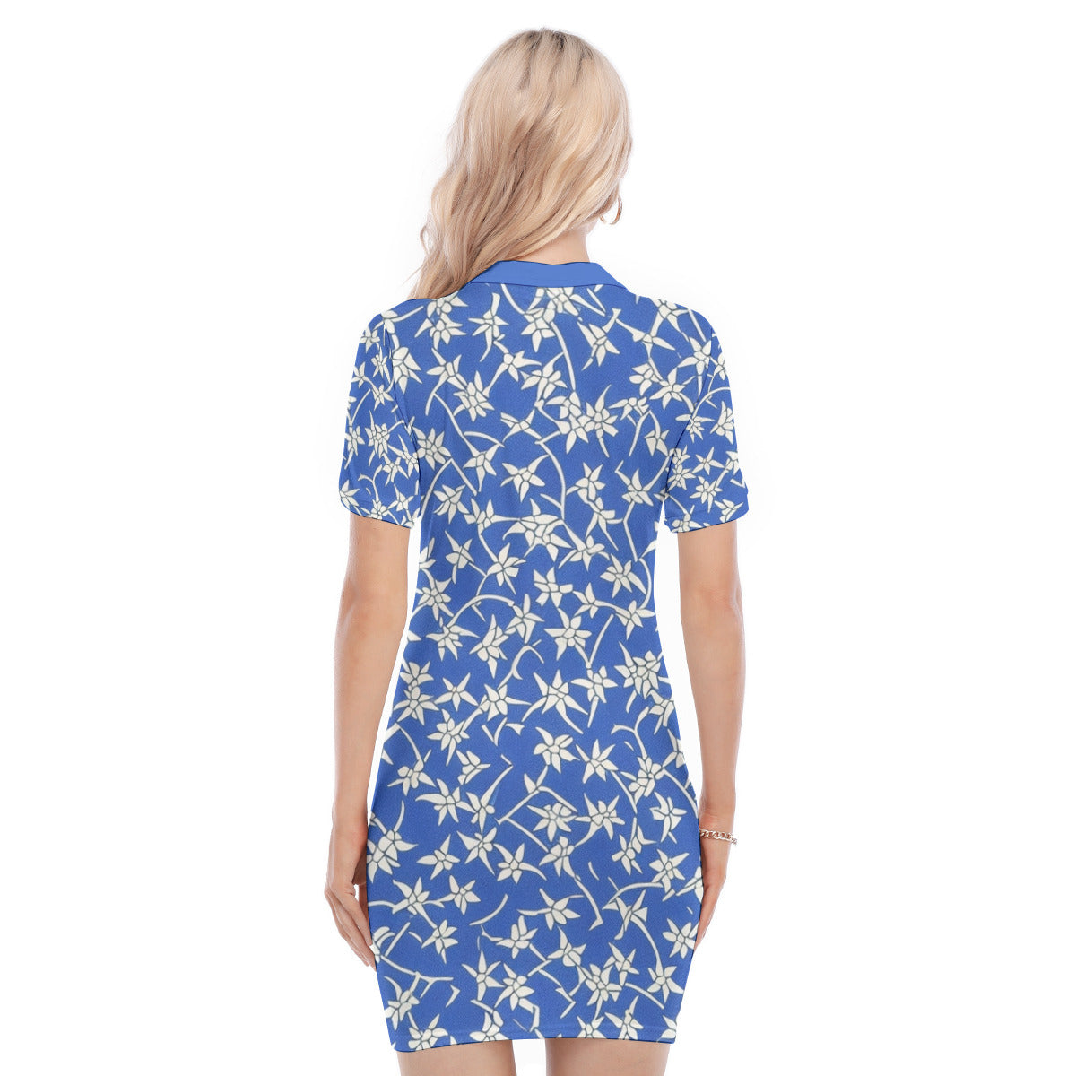 Blue & White -- Women's Polo Collar Dress