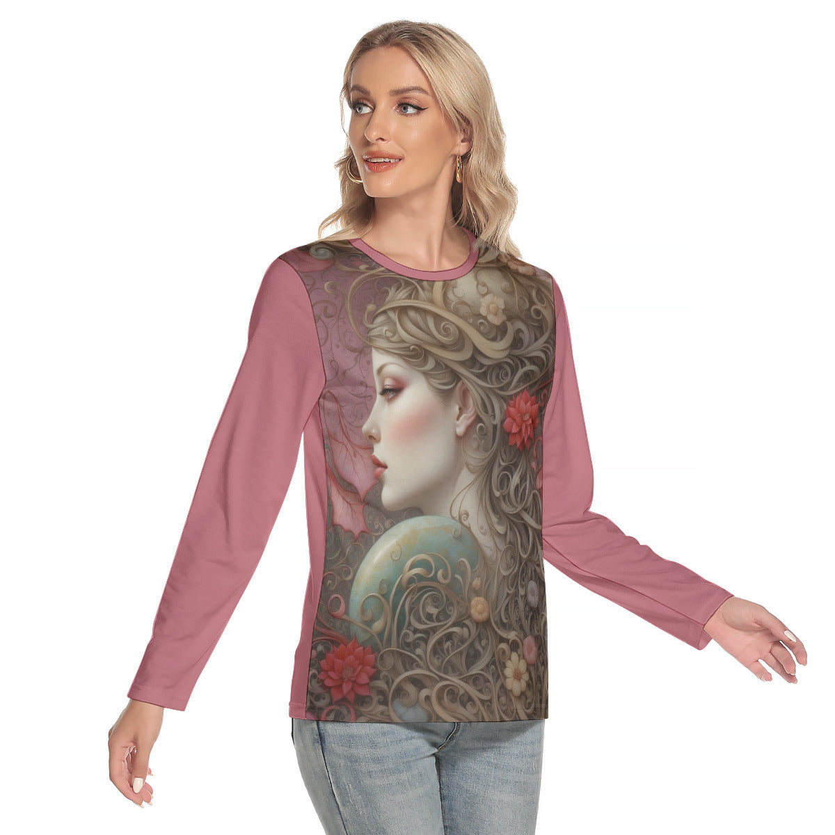 Jade 127 -- Women's O-neck Long Sleeve T-shirt