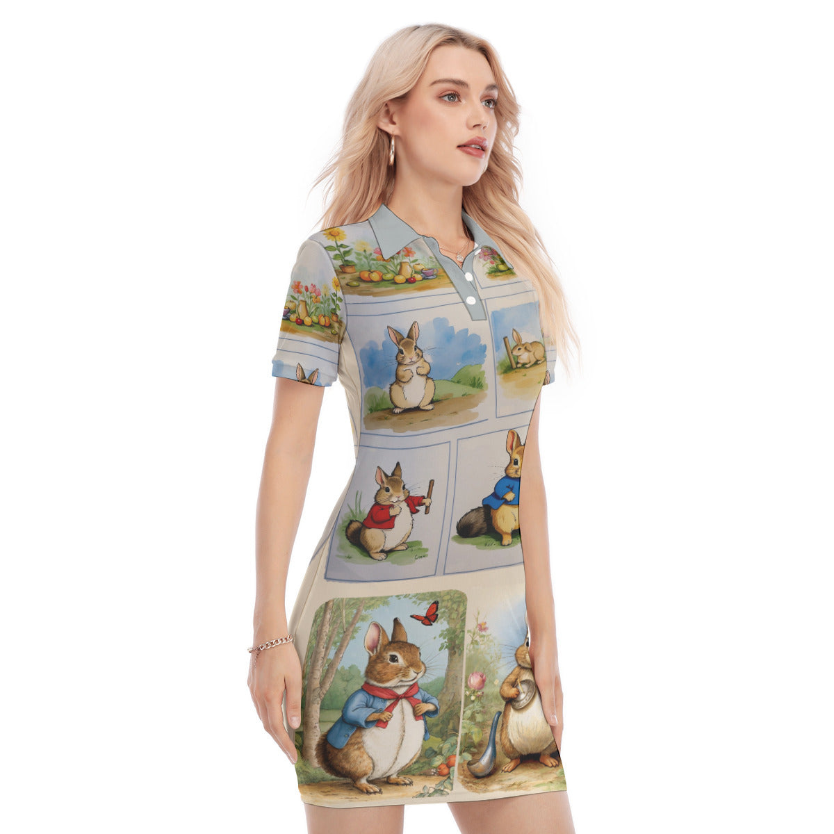 Rabbits -- Women's Polo Collar Dress