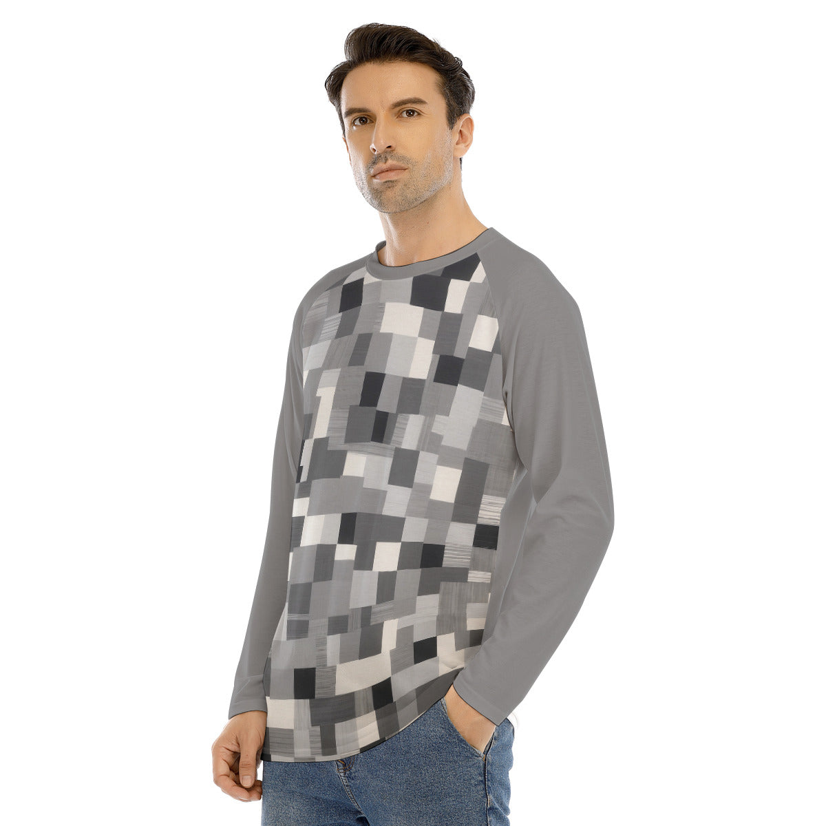 Gingham 101 -- Men's Long Sleeve T-shirt With Raglan Sleeve