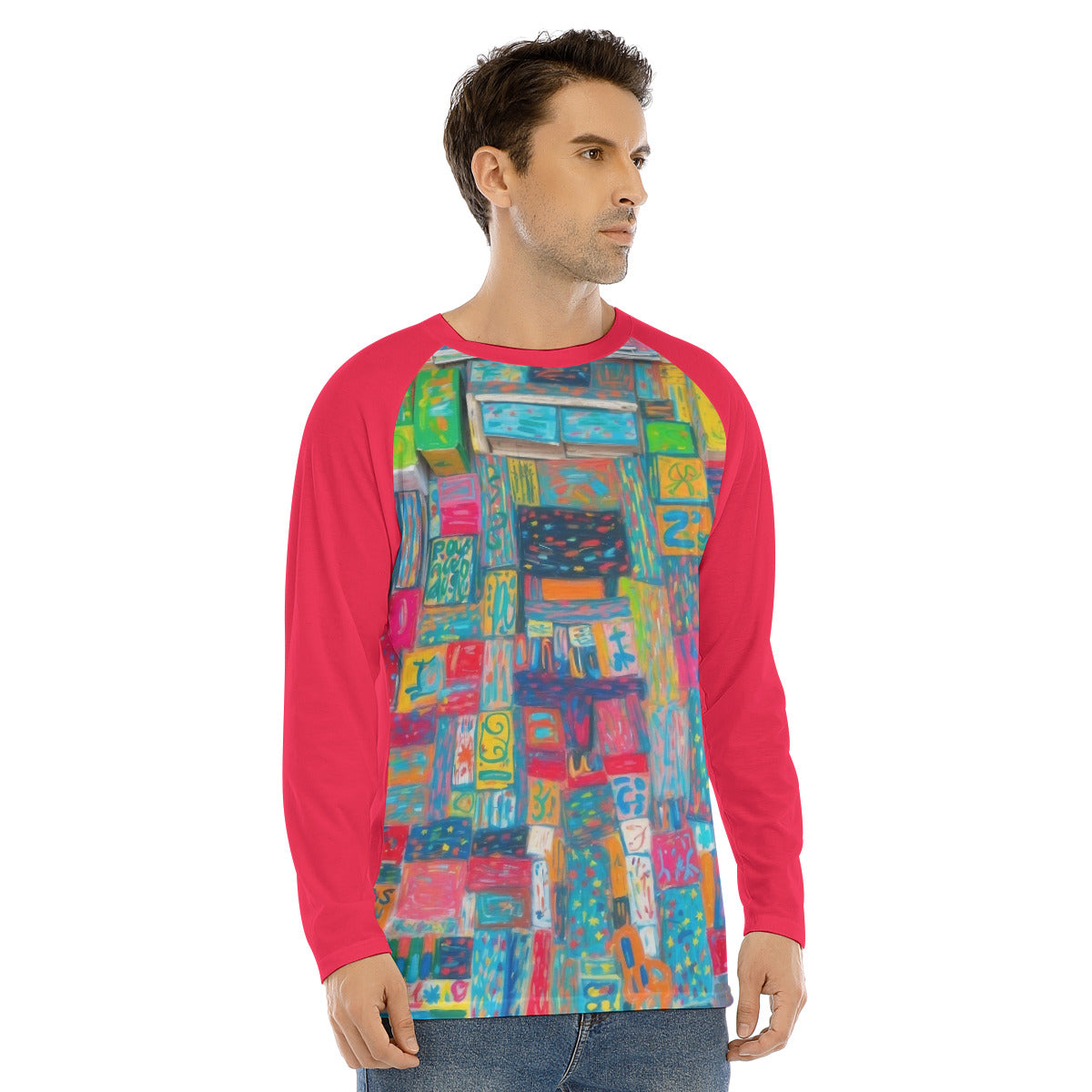 Ikat 101 -- Men's Long Sleeve T-shirt With Raglan Sleeve