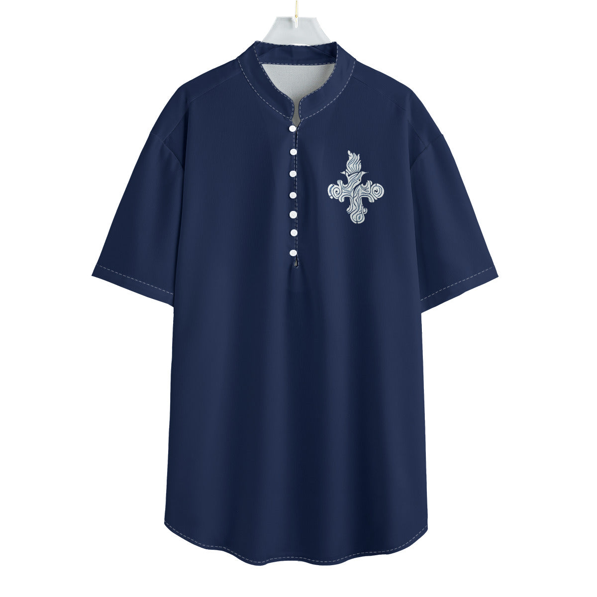 Flaming Cross -- Men's Henley Short Sleeve Shirt