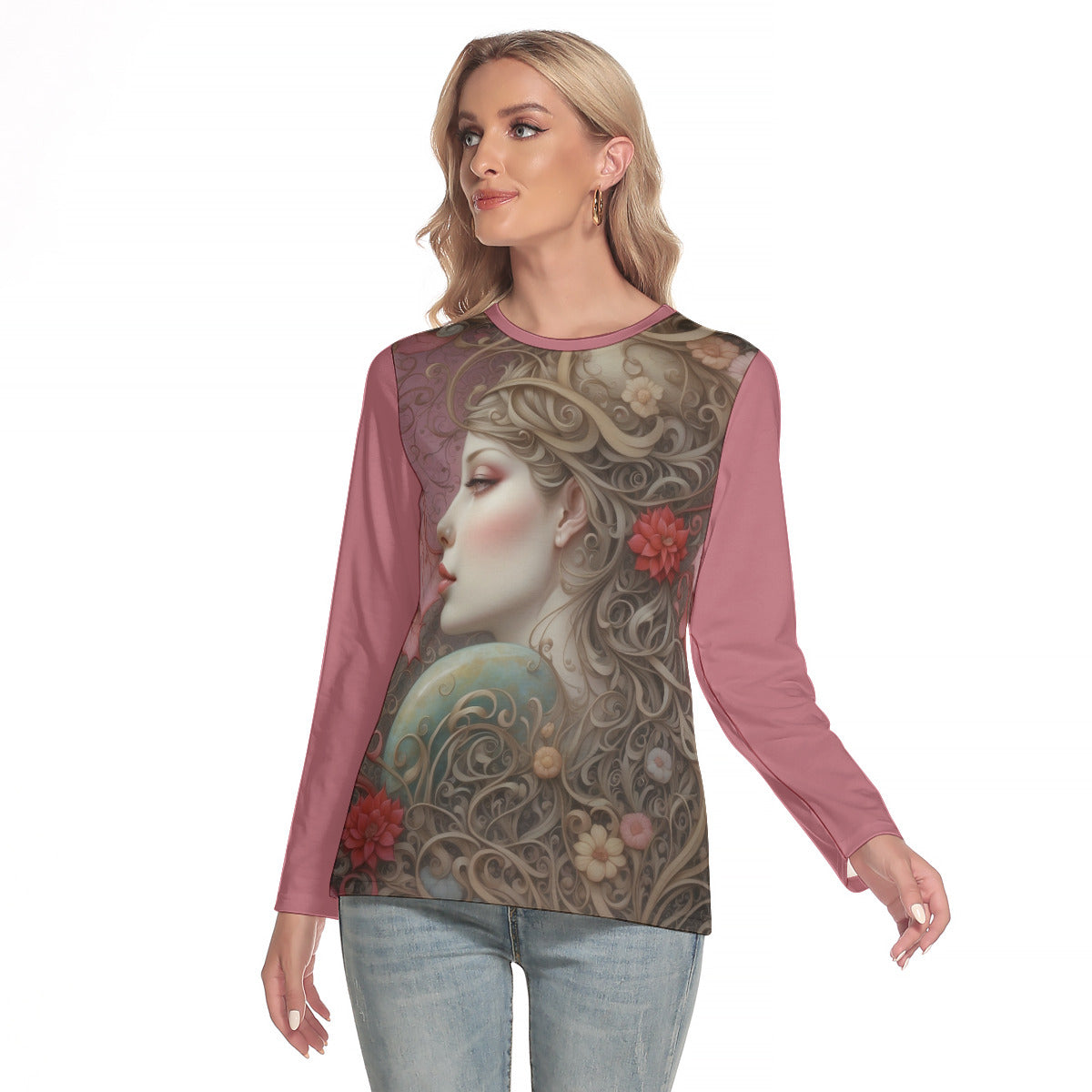 Jade 127 -- Women's O-neck Long Sleeve T-shirt