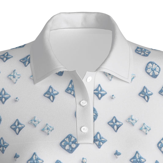 Blue on White -- Women's Polo Collar Jersey