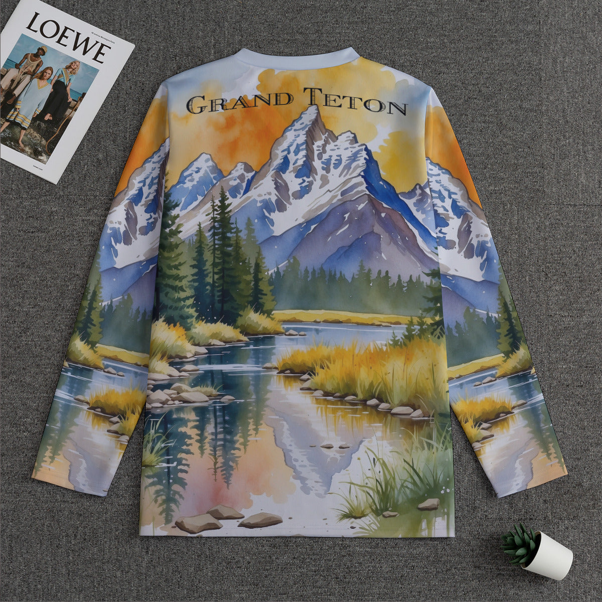 Grand Teton -- Men's V-neck Sweatshirt With Long Sleeve