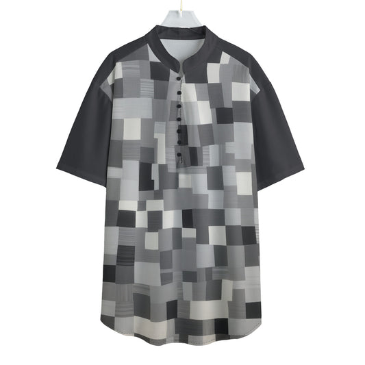 B&W -- Men's Henley Short Sleeve Shirt