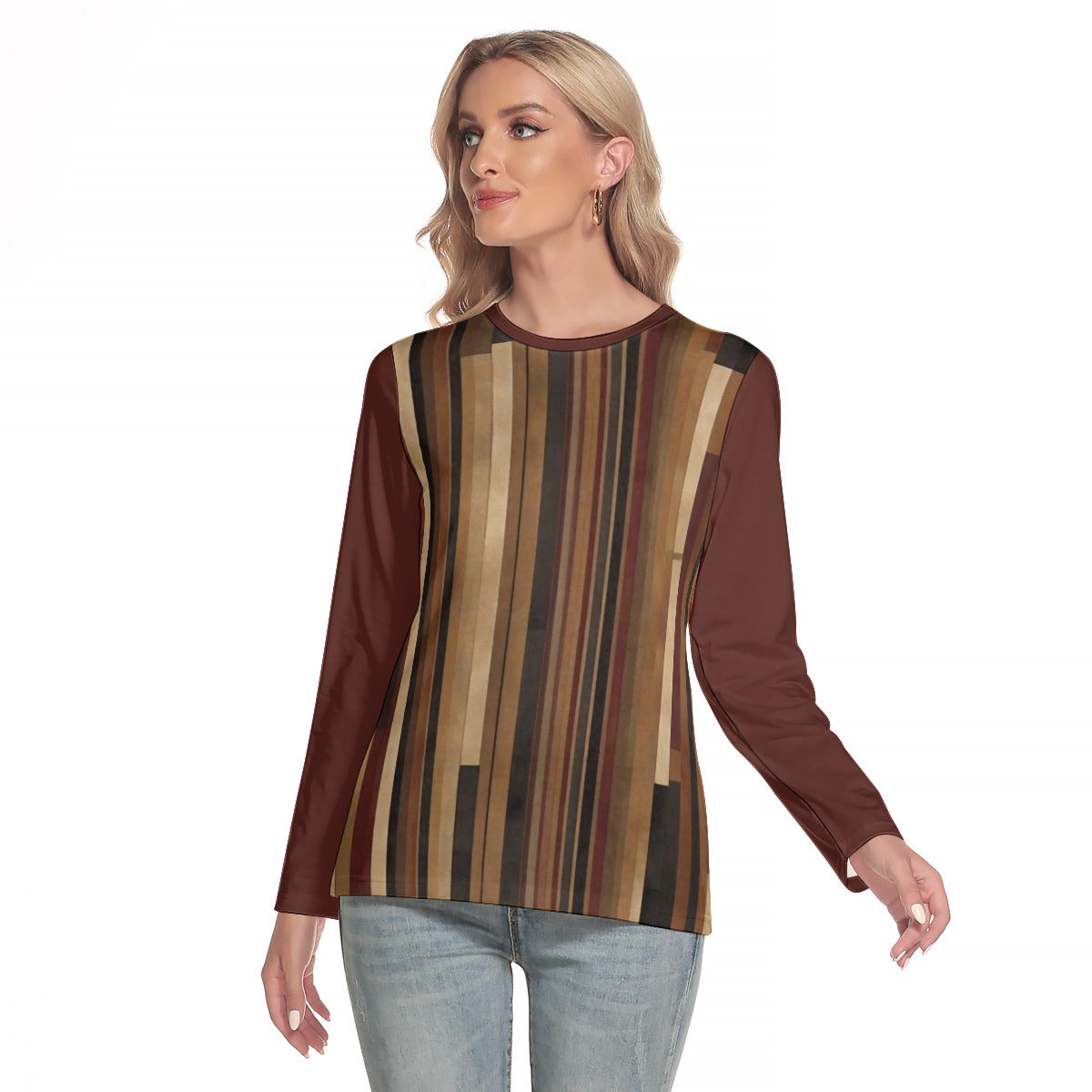 Fantasy Stripes 102 -- Women's O-neck Long Sleeve T-shirt