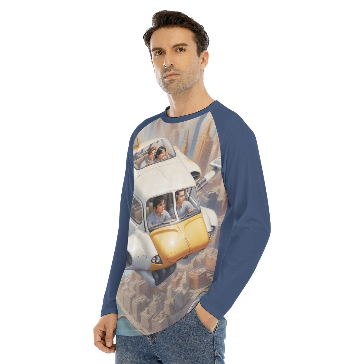 Flying Car 102a -- Men's Long Sleeve T-shirt With Raglan Sleeve