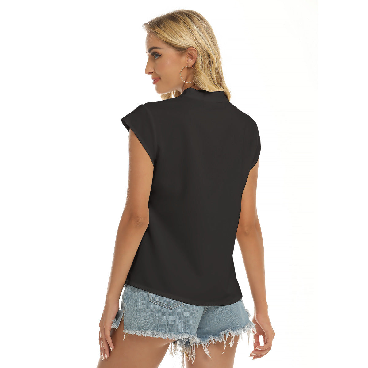 City Lights --Stacked V-neck Short Sleeve Blouse